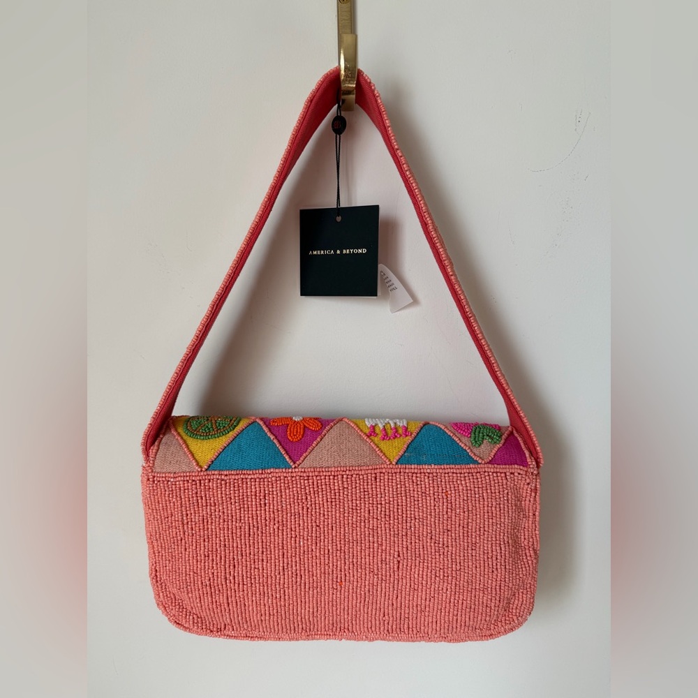 America & Beyond beaded pink fruit colorful shoulder bag - Picture 3 of 3